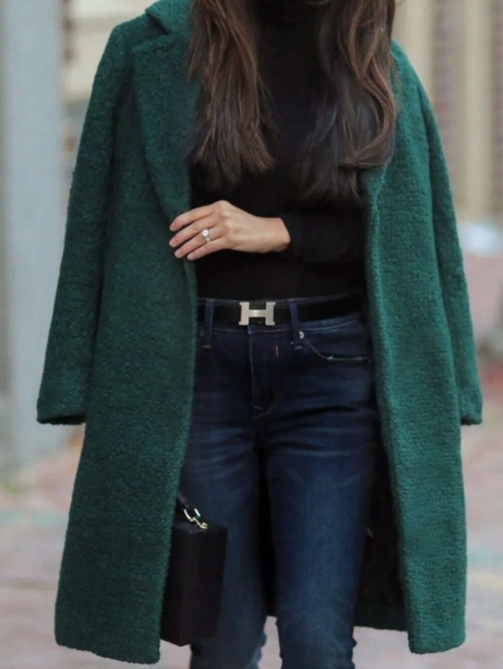 Express Women’s Boucle Coat Emerald Green